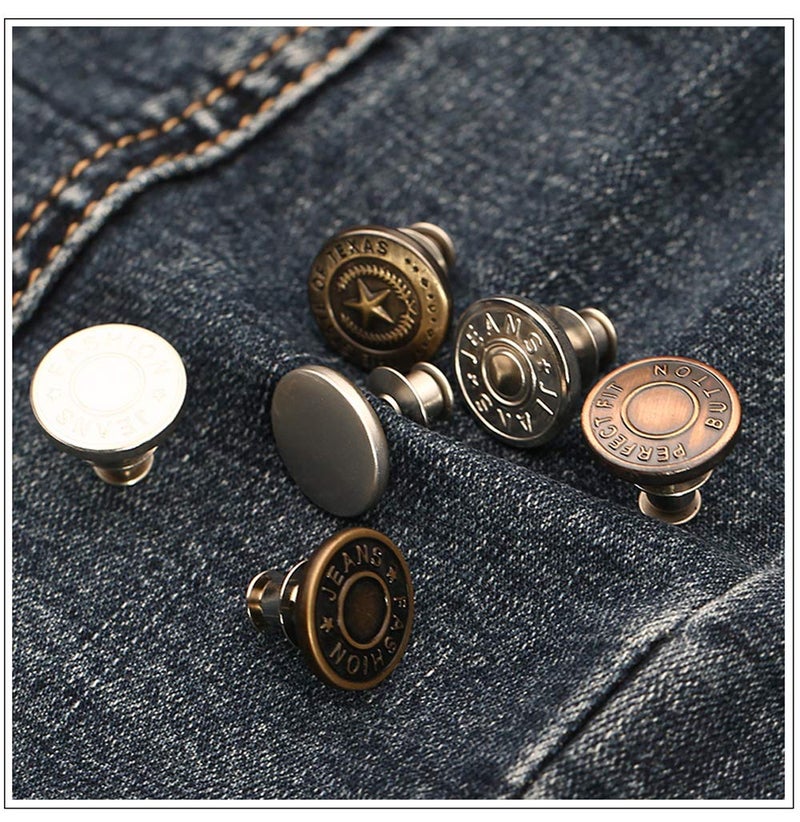 Lohas Select 6 Pcs Instant Jean Button Pins,Adjustable Pant Waist Tightener,No Sew and No Tools for Pants, Simple Installation, Reusable and Adjustable(Style 1) - Image 4